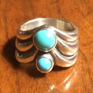 Turquoise and sterling silver ring.